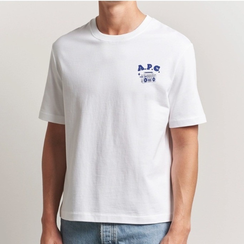 APC Rue Madame Paris Disco Party Boombox Graphic T-Shirt White Men's Medium